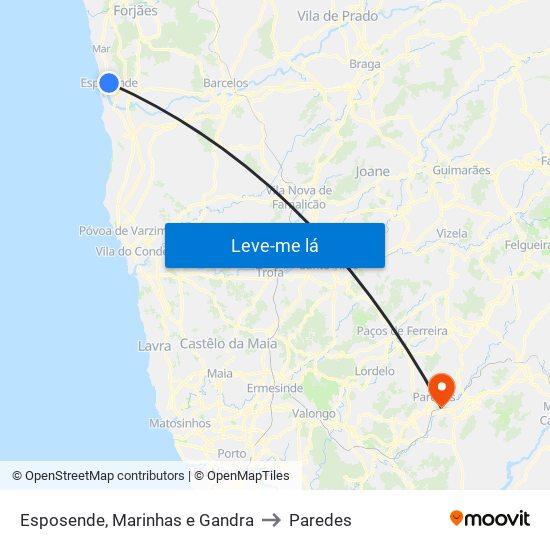 Esposende, Marinhas e Gandra to Paredes map