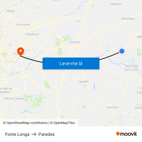 Fonte Longa to Paredes map
