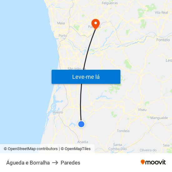 Águeda e Borralha to Paredes map