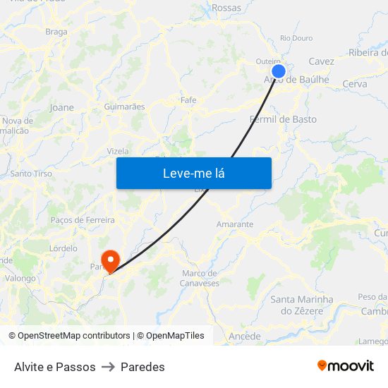 Alvite e Passos to Paredes map