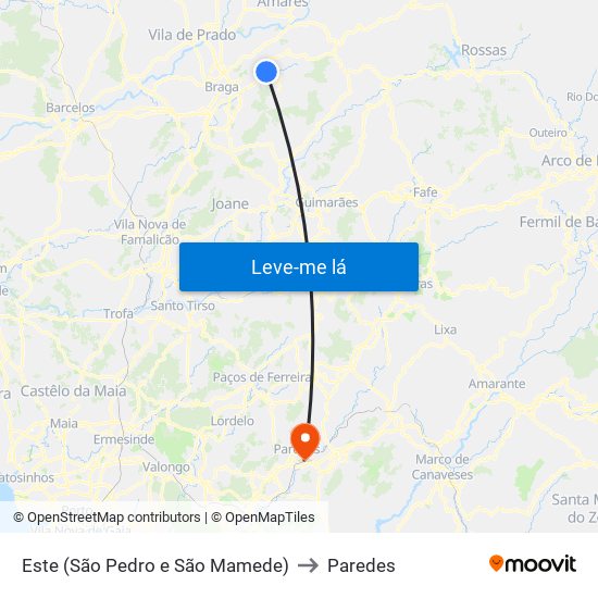 Este (São Pedro e São Mamede) to Paredes map