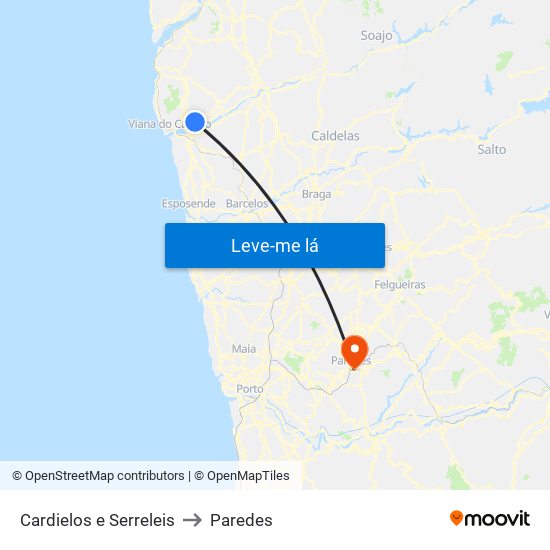 Cardielos e Serreleis to Paredes map