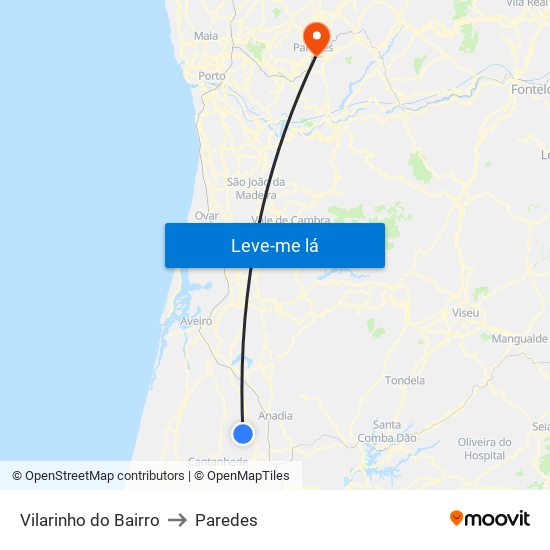 Vilarinho do Bairro to Paredes map