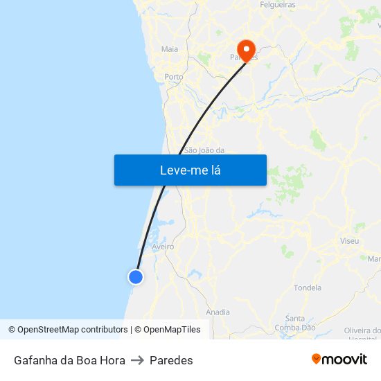 Gafanha da Boa Hora to Paredes map