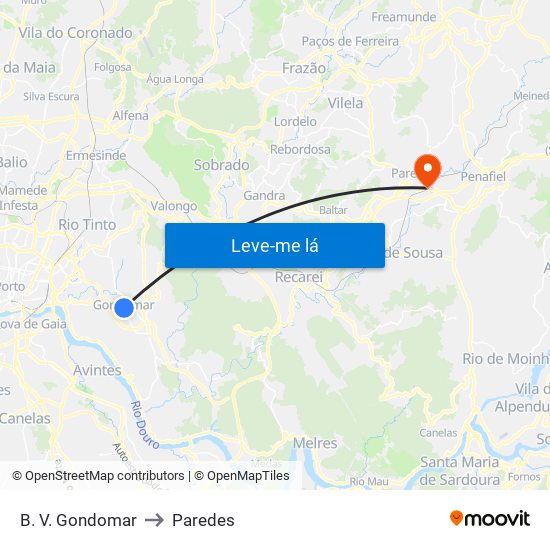 B. V. Gondomar to Paredes map