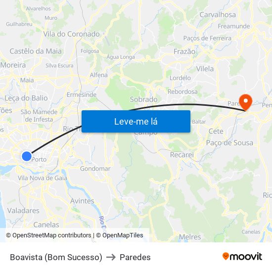 Boavista (Bom Sucesso) to Paredes map