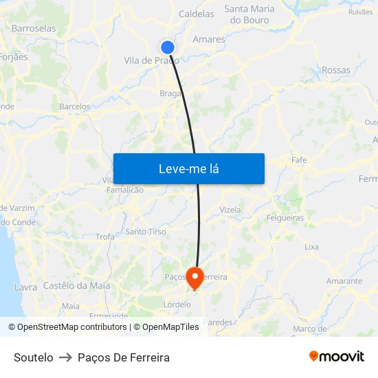 Soutelo to Paços De Ferreira map