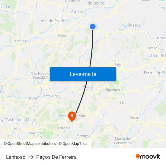 Lanhoso to Paços De Ferreira map