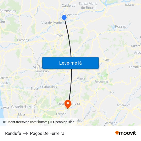 Rendufe to Paços De Ferreira map