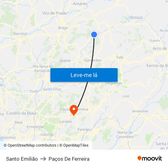 Santo Emilião to Paços De Ferreira map