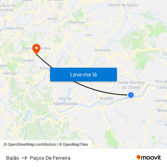 Baião to Paços De Ferreira map
