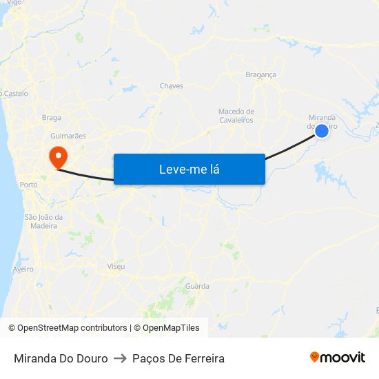 Miranda Do Douro to Paços De Ferreira map