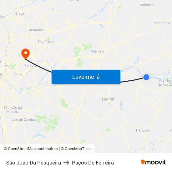 São João Da Pesqueira to Paços De Ferreira map