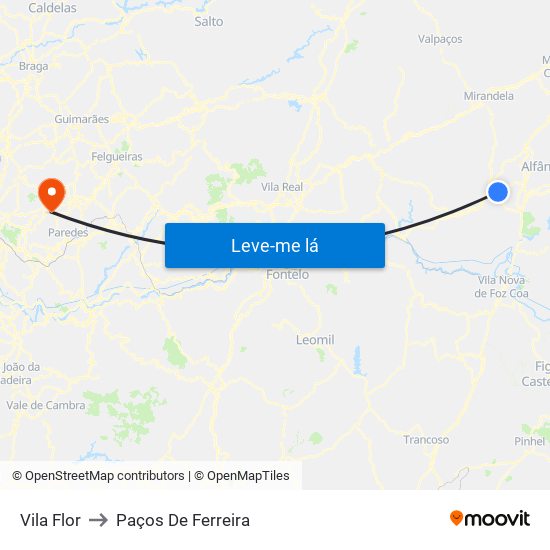 Vila Flor to Paços De Ferreira map