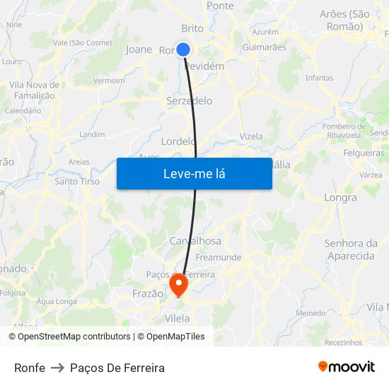 Ronfe to Paços De Ferreira map