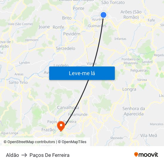 Aldão to Paços De Ferreira map