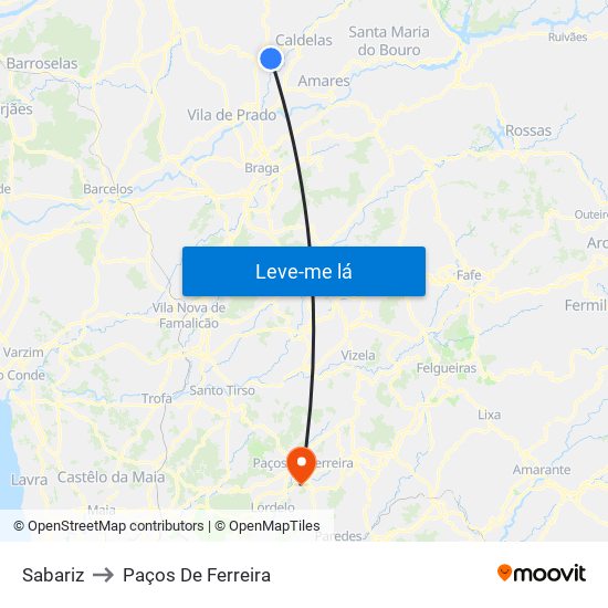 Sabariz to Paços De Ferreira map