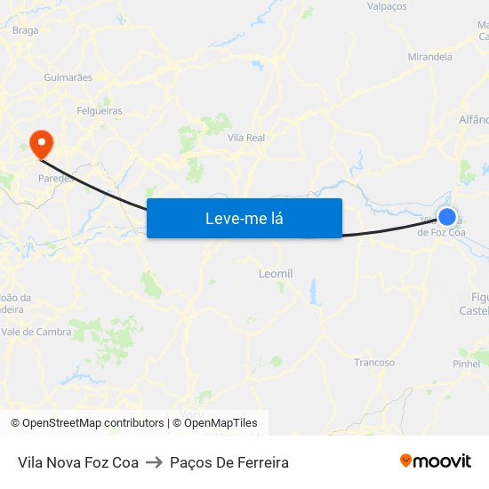 Vila Nova Foz Coa to Paços De Ferreira map