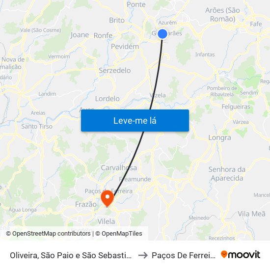 Oliveira, São Paio e São Sebastião to Paços De Ferreira map