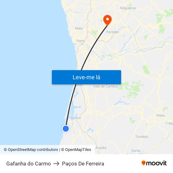 Gafanha do Carmo to Paços De Ferreira map