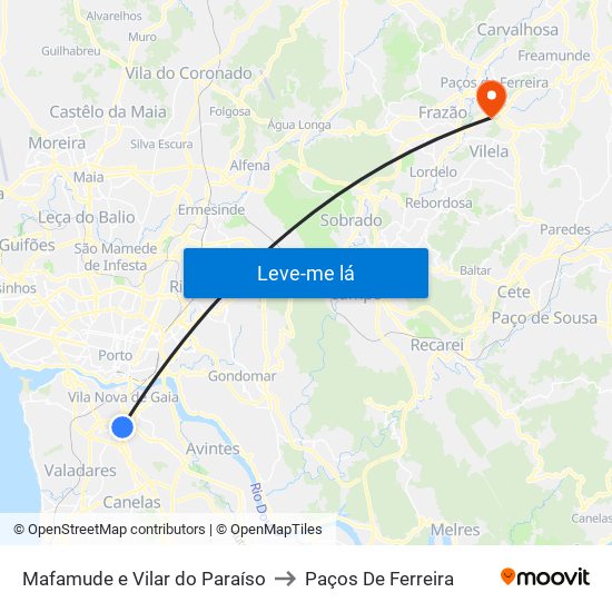 Mafamude e Vilar do Paraíso to Paços De Ferreira map