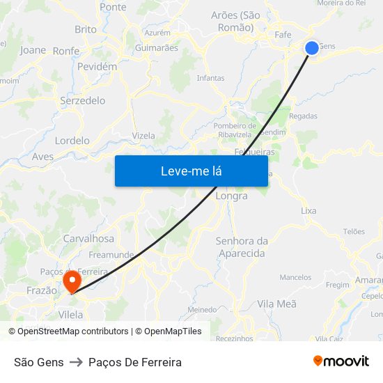 São Gens to Paços De Ferreira map