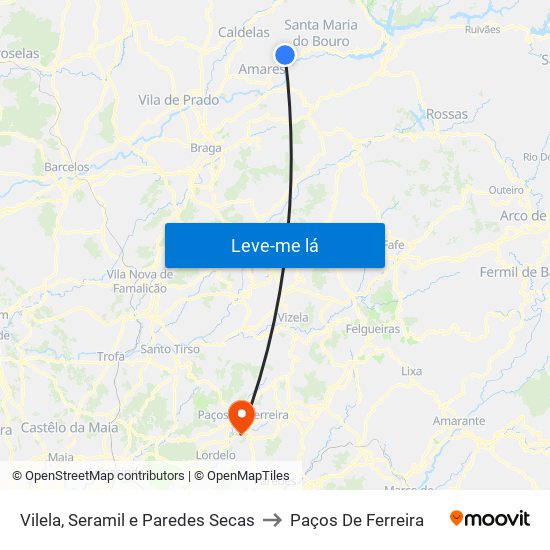 Vilela, Seramil e Paredes Secas to Paços De Ferreira map