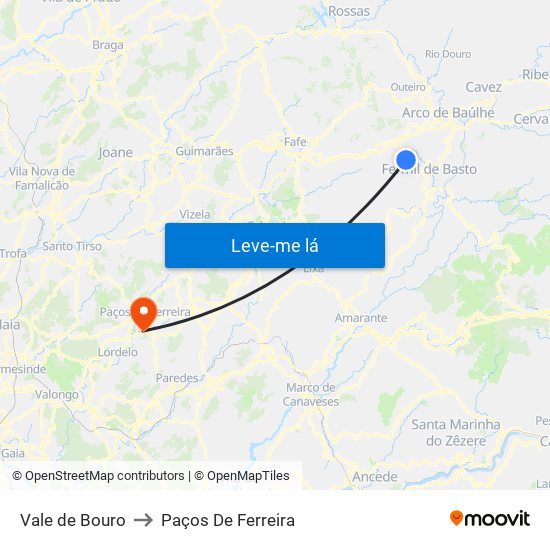 Vale de Bouro to Paços De Ferreira map