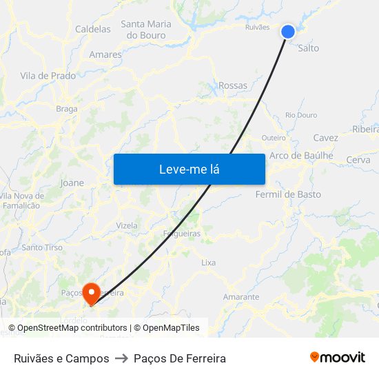 Ruivães e Campos to Paços De Ferreira map
