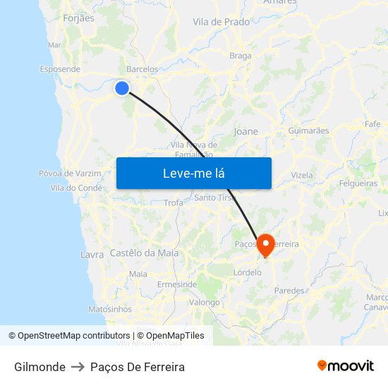 Gilmonde to Paços De Ferreira map