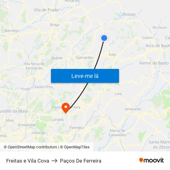Freitas e Vila Cova to Paços De Ferreira map