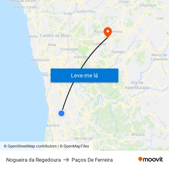 Nogueira da Regedoura to Paços De Ferreira map