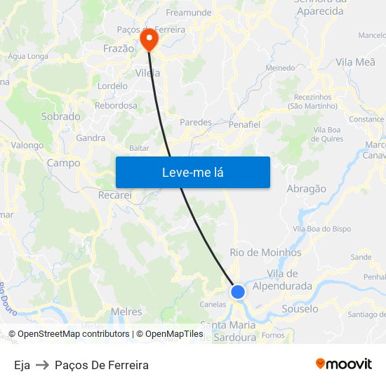 Eja to Paços De Ferreira map