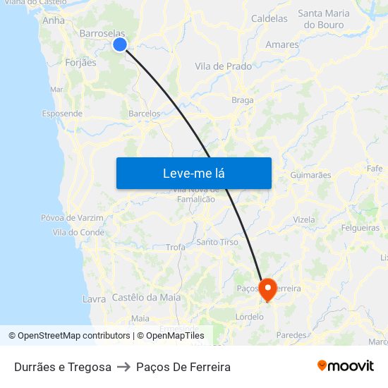 Durrães e Tregosa to Paços De Ferreira map