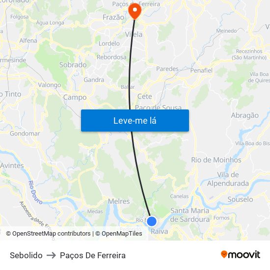 Sebolido to Paços De Ferreira map