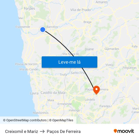 Creixomil e Mariz to Paços De Ferreira map