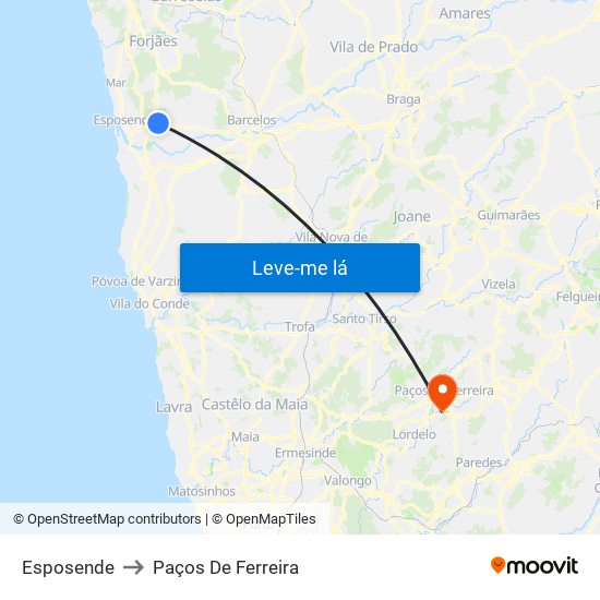 Esposende to Paços De Ferreira map