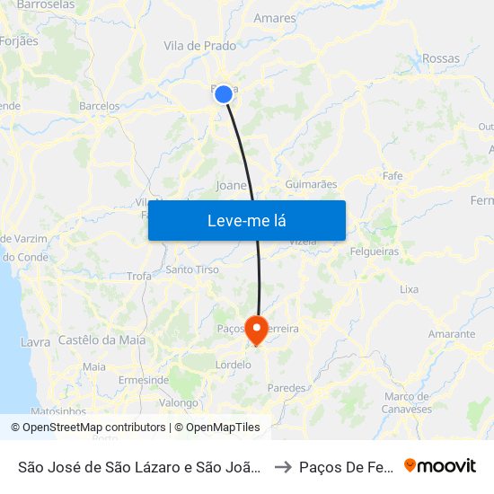 São José de São Lázaro e São João do Souto to Paços De Ferreira map