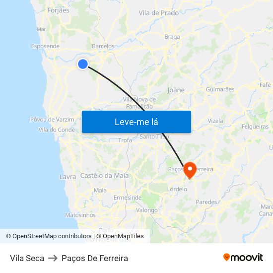 Vila Seca to Paços De Ferreira map