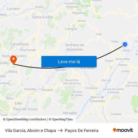 Vila Garcia, Aboim e Chapa to Paços De Ferreira map