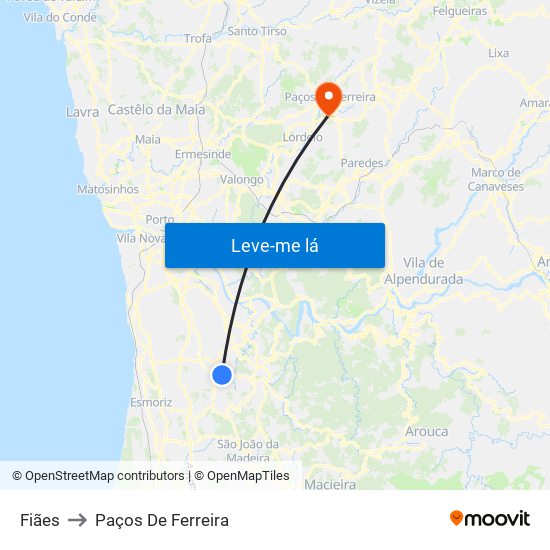 Fiães to Paços De Ferreira map