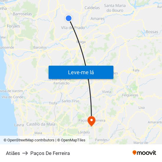 Atiães to Paços De Ferreira map
