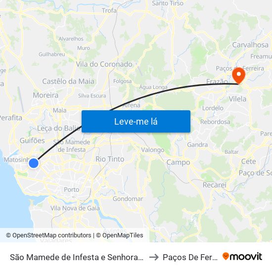 São Mamede de Infesta e Senhora da Hora to Paços De Ferreira map