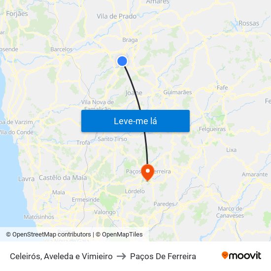 Celeirós, Aveleda e Vimieiro to Paços De Ferreira map