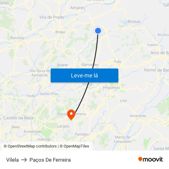 Vilela to Paços De Ferreira map