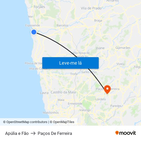 Apúlia e Fão to Paços De Ferreira map