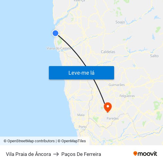 Vila Praia de Âncora to Paços De Ferreira map