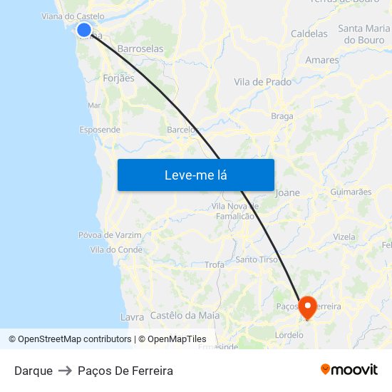 Darque to Paços De Ferreira map