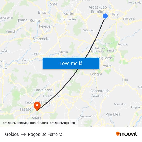 Golães to Paços De Ferreira map