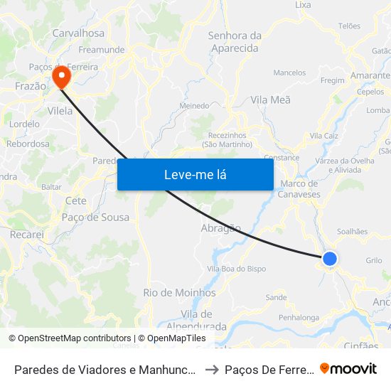 Paredes de Viadores e Manhuncelos to Paços De Ferreira map